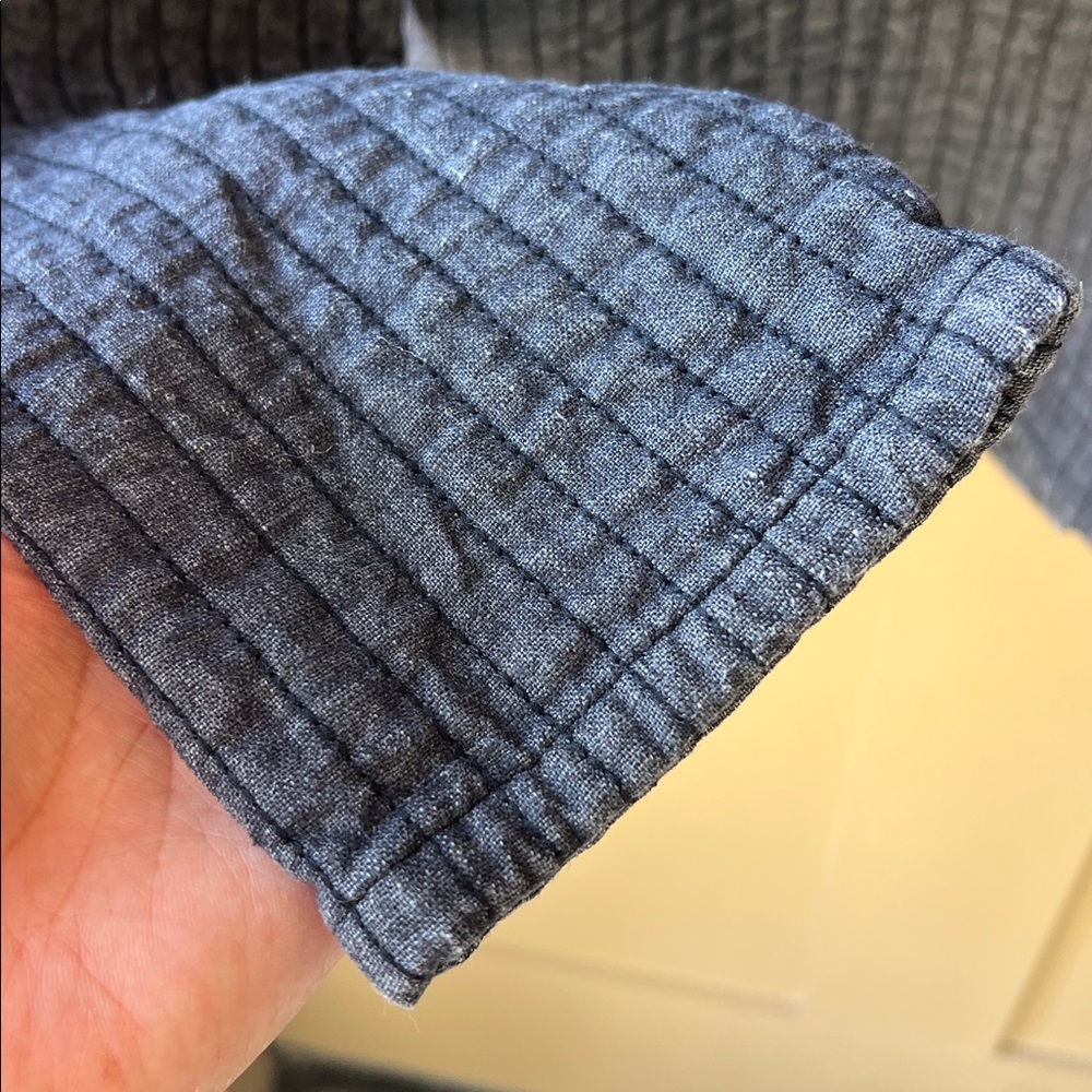 Russ Berens Sz S Linen Blend Quilted Shirt-Jacket Navy Stone Washed Lagenlook - Picture 11 of 11